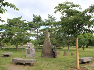 amenagement parc clermont ferrand place premier mai pierre de volvic sakura sculpté